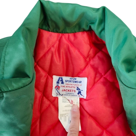 Avon Sportswear Green Bomber Jacket with Yellow Stripes - Picture 4 of 5